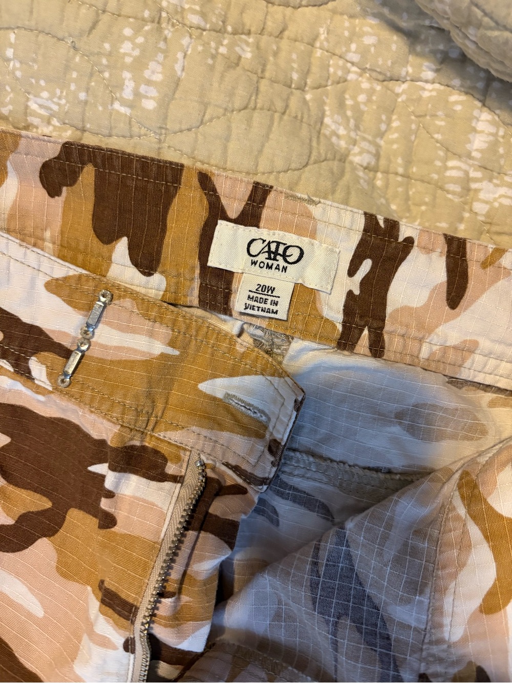 Cato Women's Camouflage Cargo Capris - Tan, Brown & Cream - Picture 3 of 3